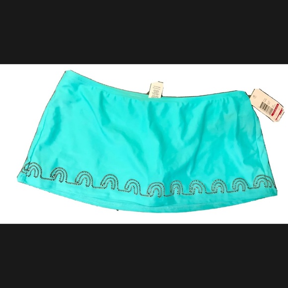 Kenneth Cole Reaction Women’s Swimsuit Separate Skirted Bikini Bottom Aqua Siz M - Picture 3 of 4